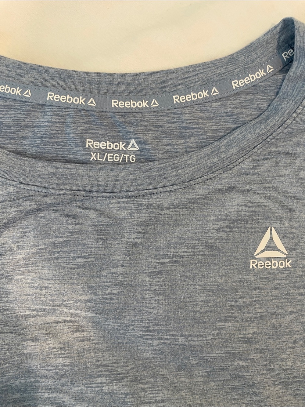 REEBOK | Denim Blue Athletic Shirt Long Sleeve Crew Neck Tshirt Sz XL - Picture 6 of 10